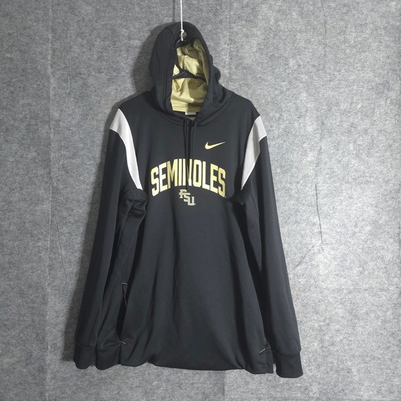 Nike Therma Fit Hoodie Mens XXL Tall Black Gold FSU Seminoles Athletic Football